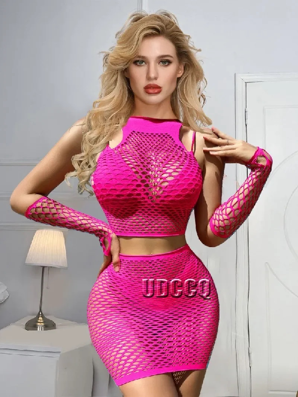 3 Piece Mesh Set Pink